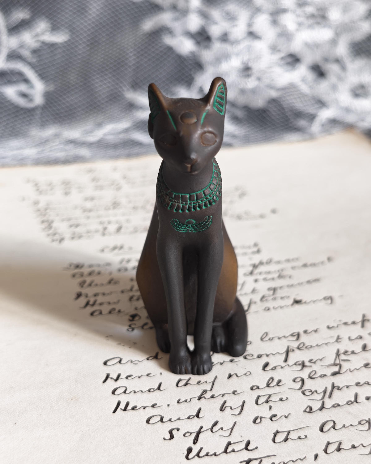 Franklin Mint Egyptian Bronze Cat 1988 | Curio Cabinet Cats Figurine