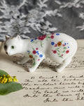 Vintage Franklin Mint Faience Cat 1988 | Curio Cabinet Cats Floral Figurine