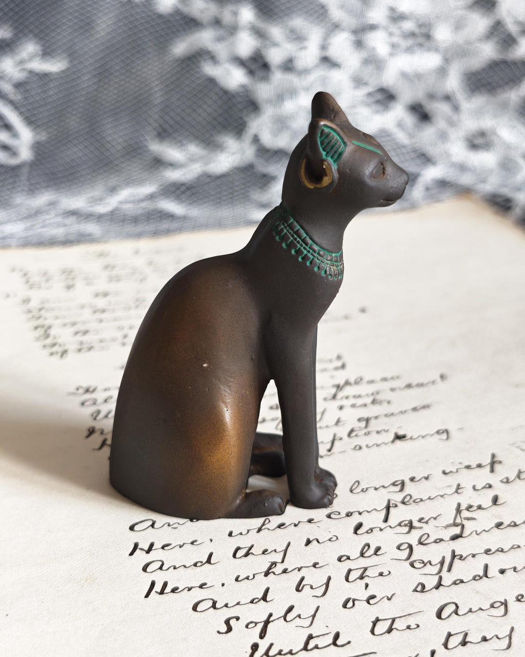Franklin Mint Egyptian Bronze Cat 1988 | Curio Cabinet Cats Figurine