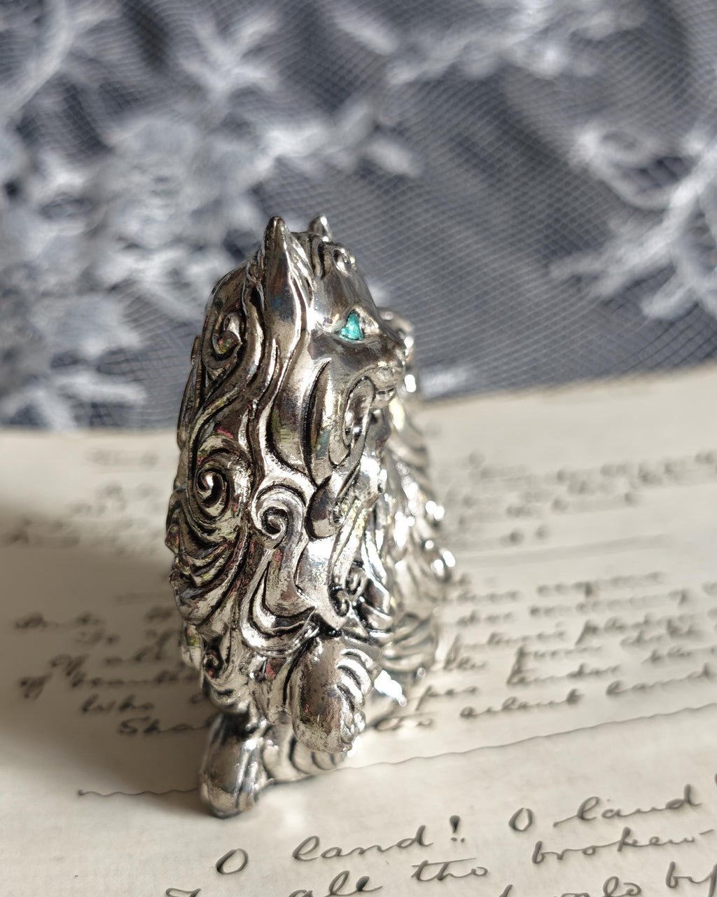 Rare Franklin Mint Art Nouveau Pewter Cat | Curio Cabinet Cats c1990