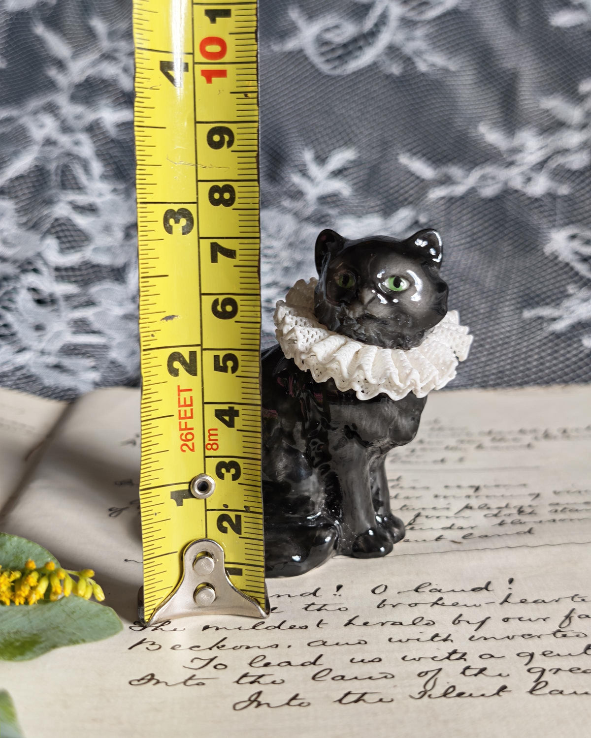 Franklin Mint Porcelain Lace Cat | Curio Cabinet Cats Vintage Figurine Rare