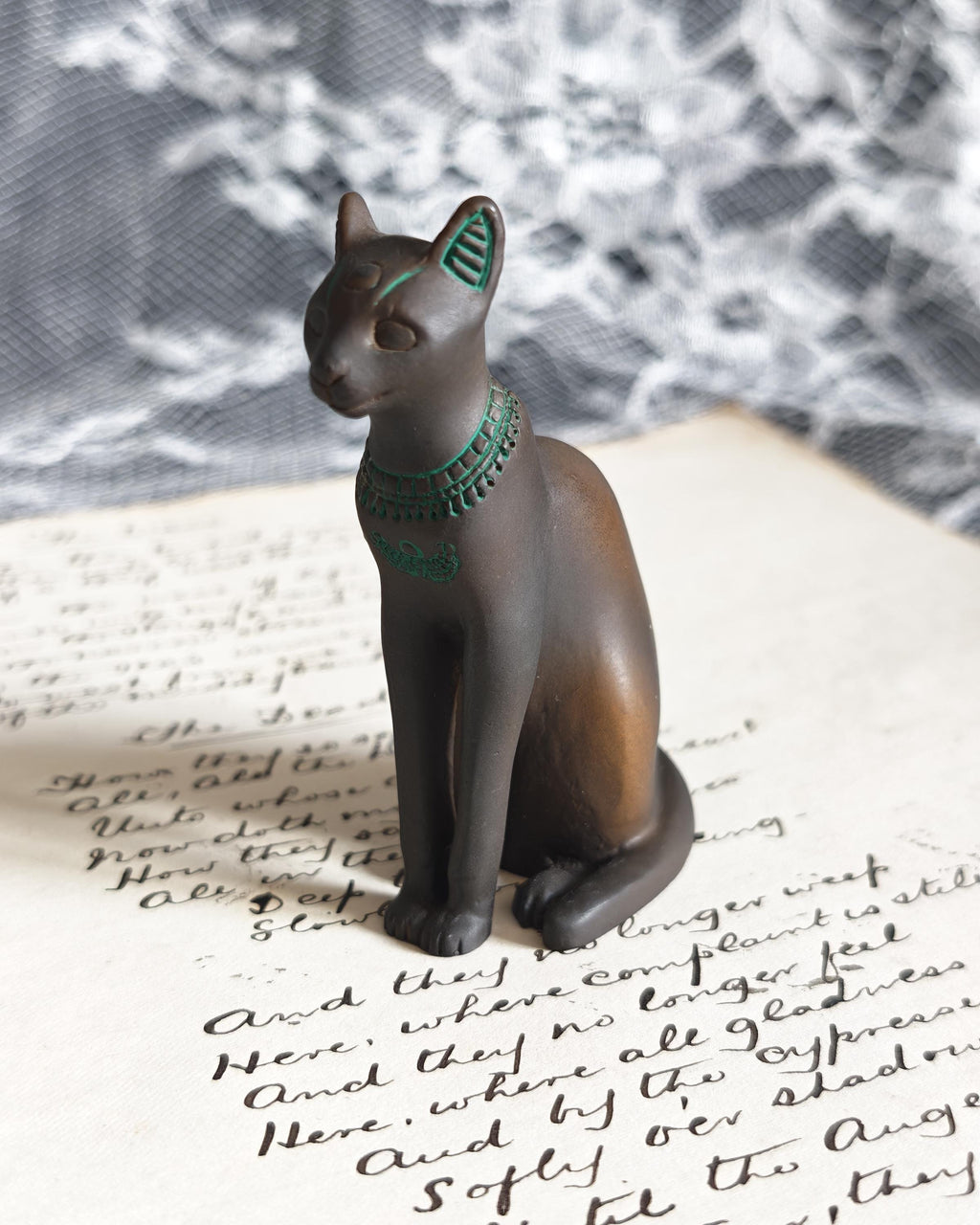 Franklin Mint Egyptian Bronze Cat 1988 | Curio Cabinet Cats Figurine