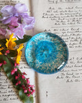 Vintage Murano Italy Blue Art Glass Paperweight – Original Foil Label – Ocean Blue Mottled Glass
