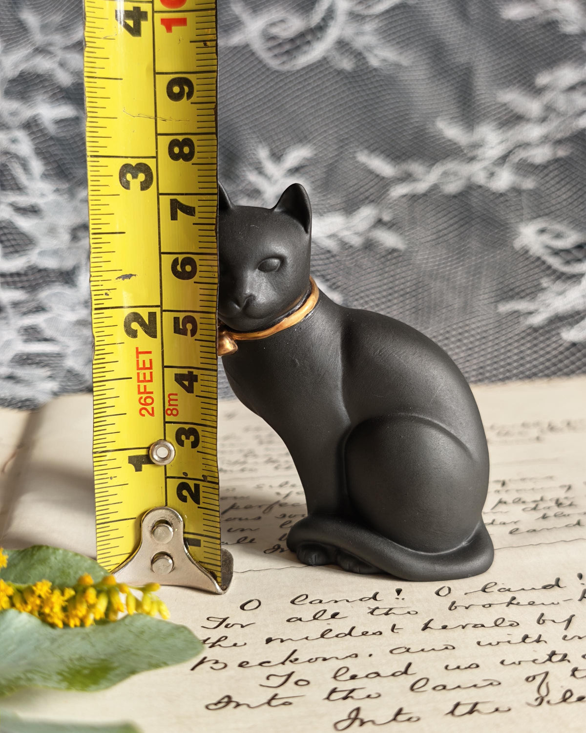 Vintage Franklin Mint Black Basalt Cat 1988 | Curio Cabinet Cats Figurine