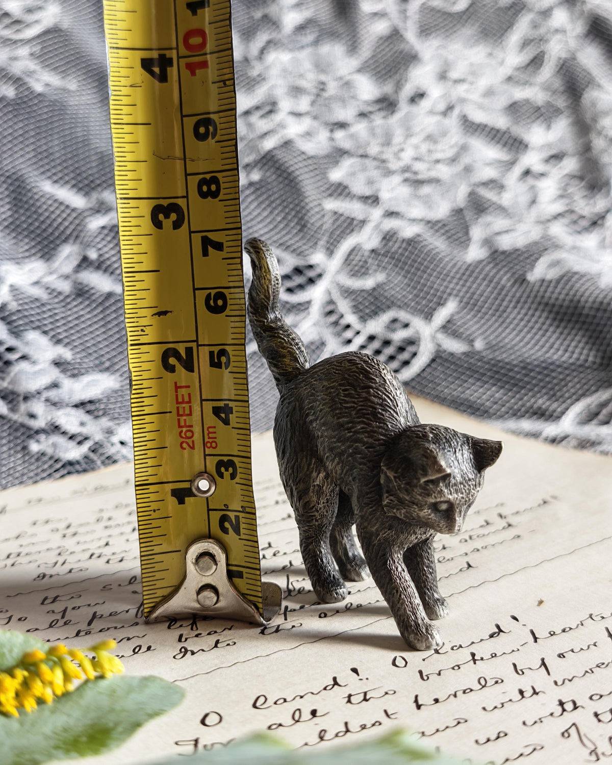 Franklin Mint Colonial Pewter Cat 1988 | Curio Cabinet Cats Figurine