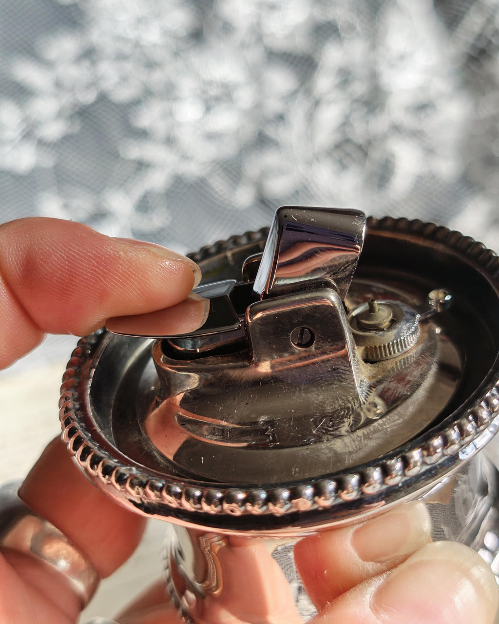 Vintage Ronson Varaflame Empire Hidden Table Lighter | Silver Plate 1960s USA