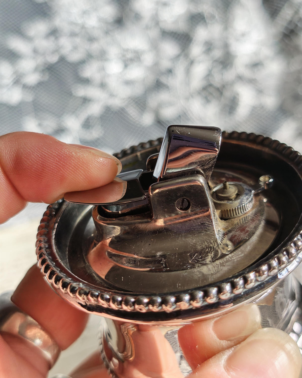 Vintage Ronson Varaflame Empire Hidden Table Lighter | Silver Plate 1960s USA