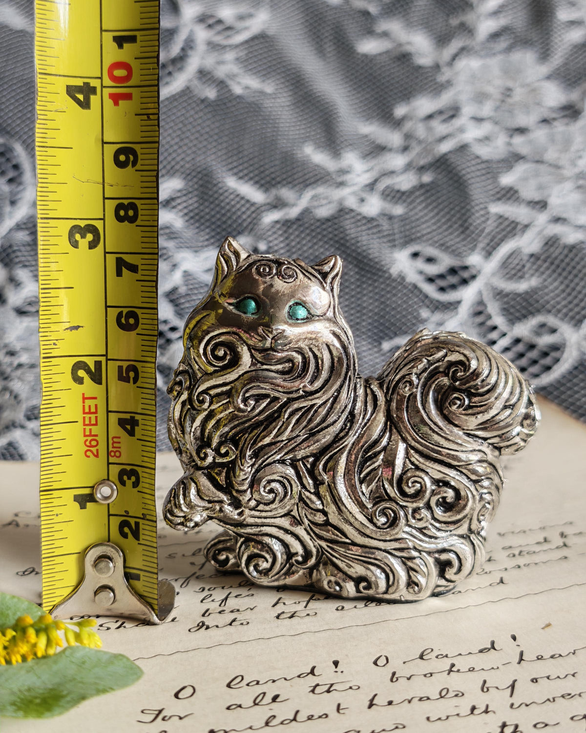 Rare Franklin Mint Art Nouveau Pewter Cat | Curio Cabinet Cats c1990