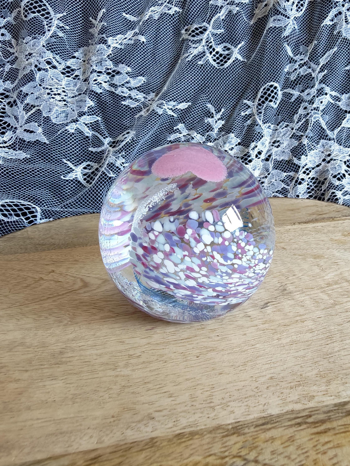Caithness “Wedding Day” Glass Paperweight – Handmade in Scotland – Pink Heart Design