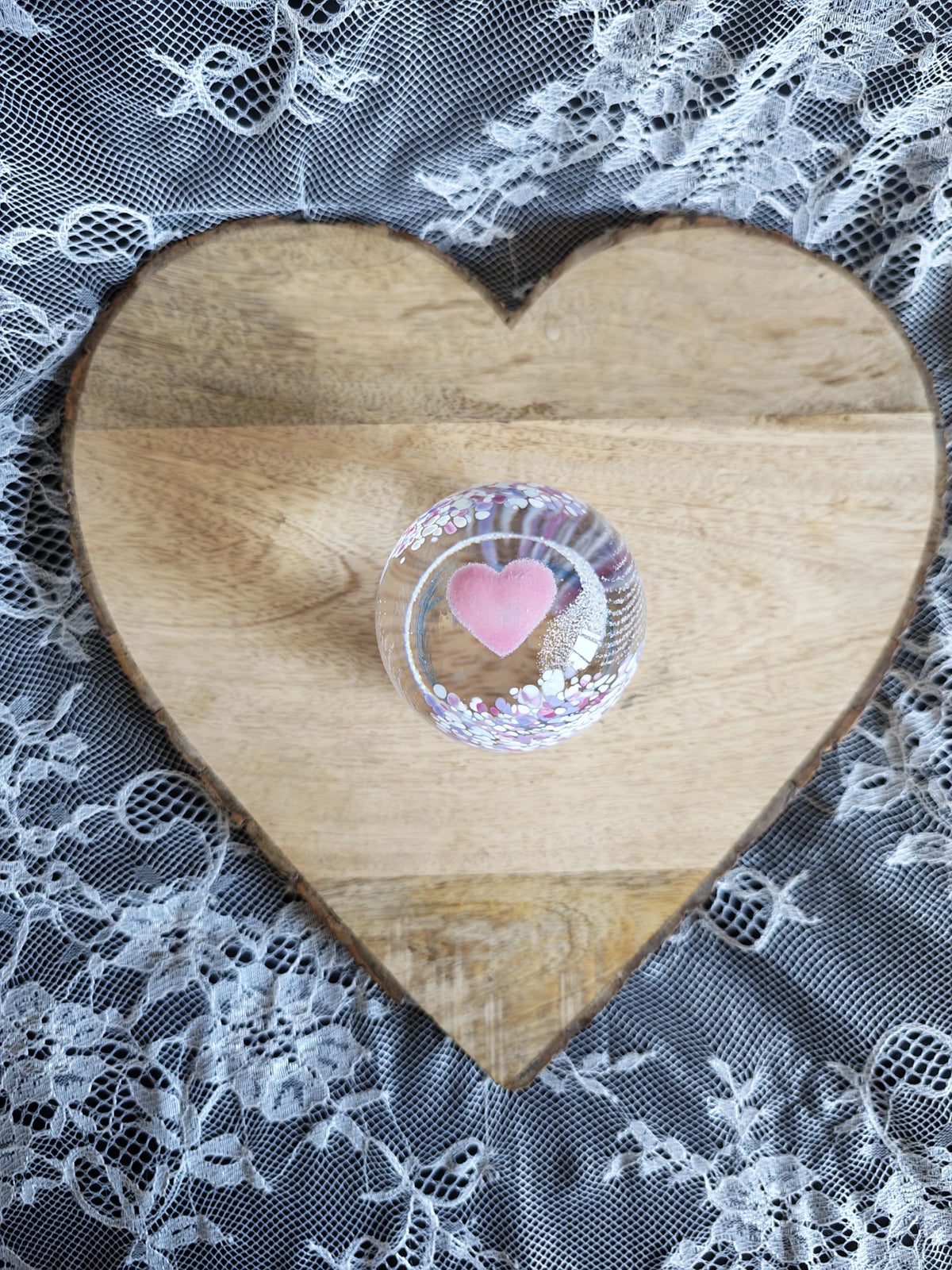 Caithness “Wedding Day” Glass Paperweight – Handmade in Scotland – Pink Heart Design