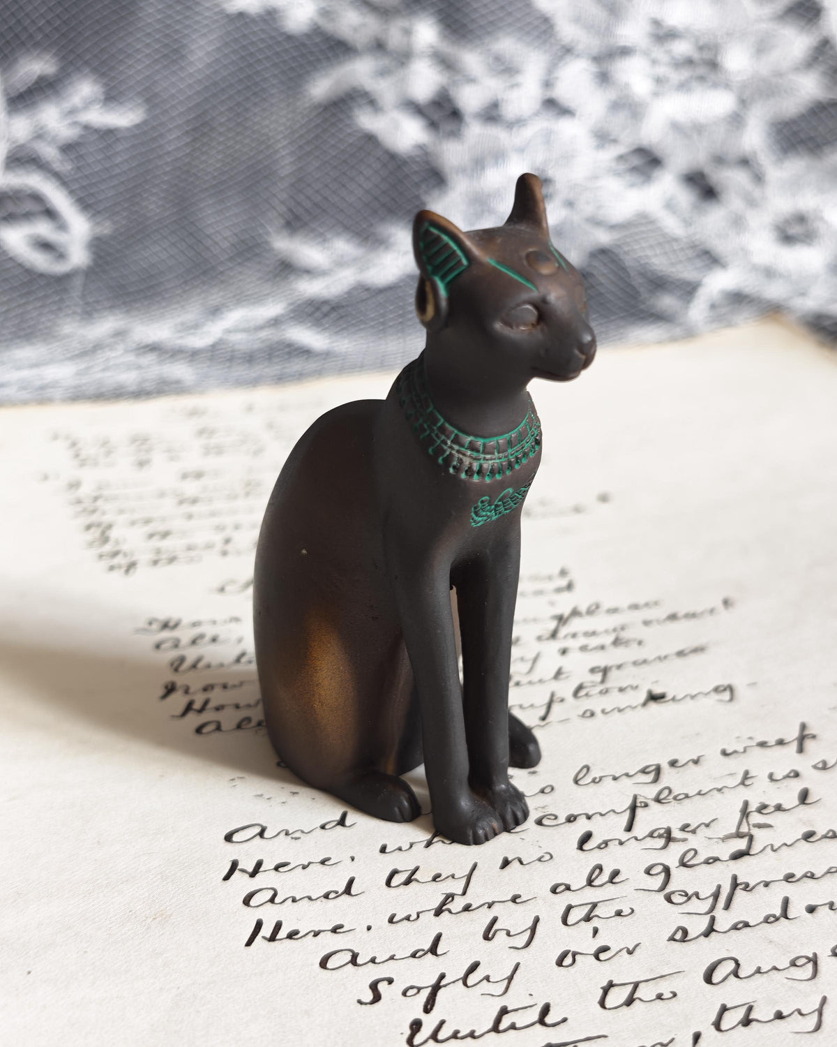 Franklin Mint Egyptian Bronze Cat 1988 | Curio Cabinet Cats Figurine
