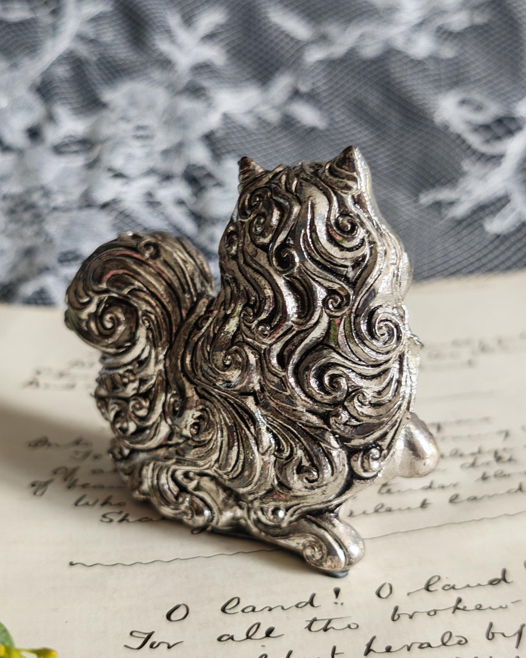 Rare Franklin Mint Art Nouveau Pewter Cat | Curio Cabinet Cats c1990
