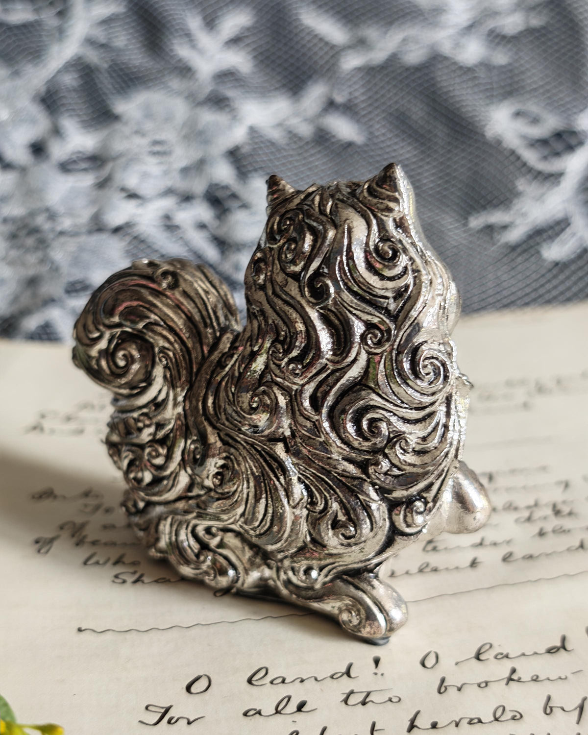 Rare Franklin Mint Art Nouveau Pewter Cat | Curio Cabinet Cats c1990