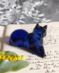 Vintage Franklin Mint Cobalt Blue Glass Cat | Curio Cabinet Cats 1986