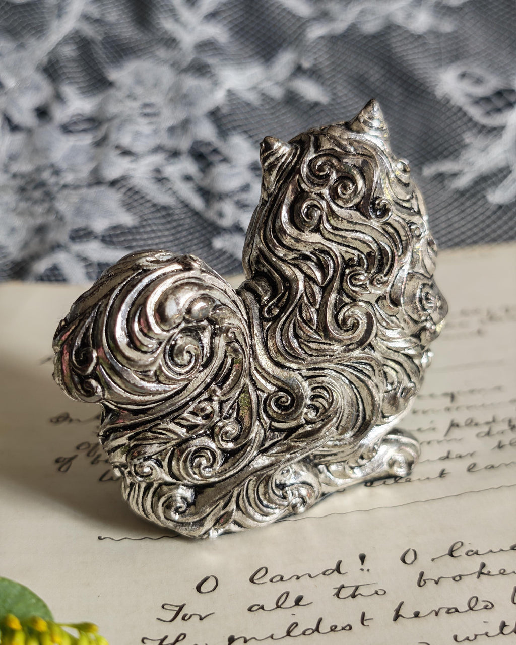 Rare Franklin Mint Art Nouveau Pewter Cat | Curio Cabinet Cats c1990
