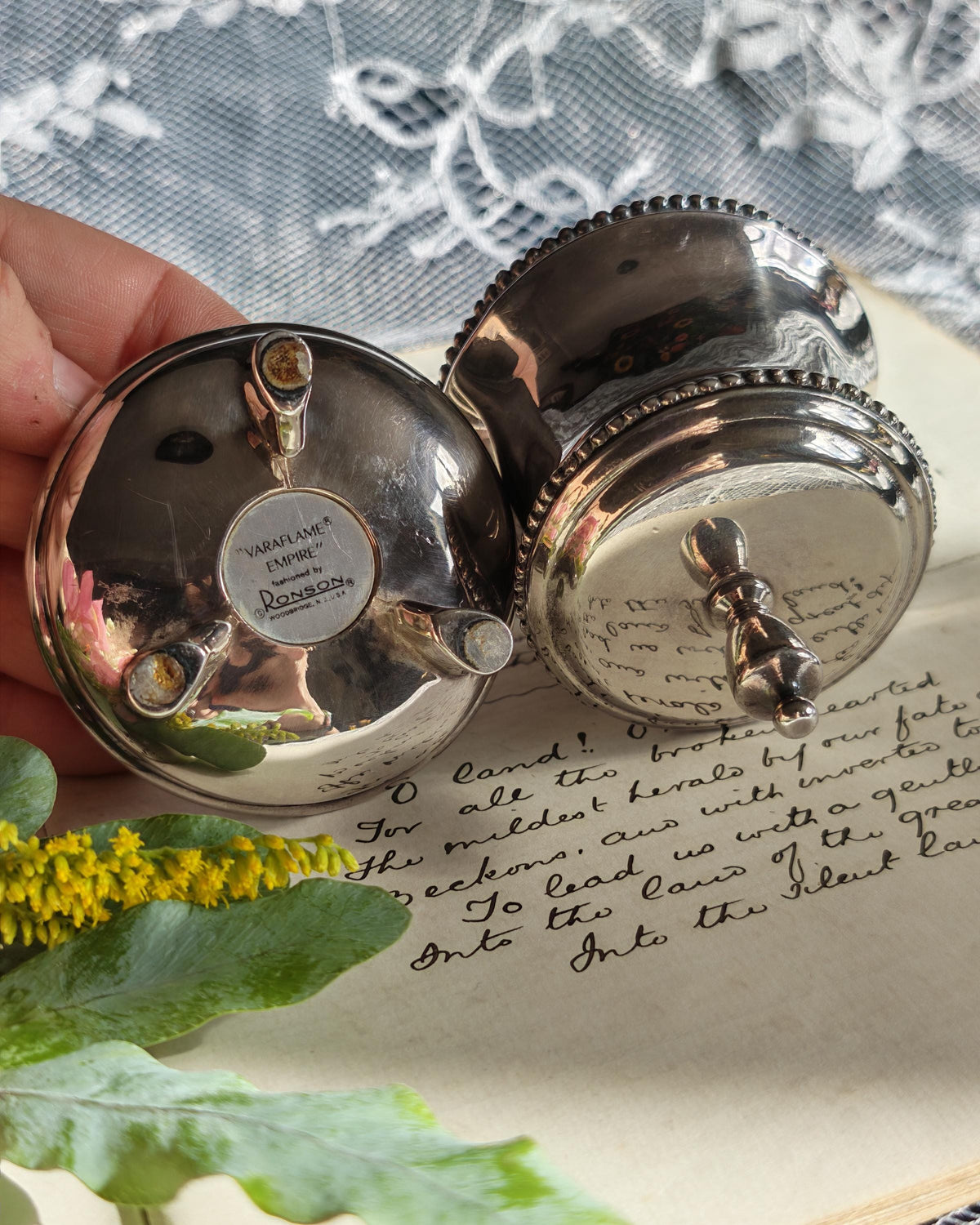 Vintage Ronson Varaflame Empire Hidden Table Lighter | Silver Plate 1960s USA