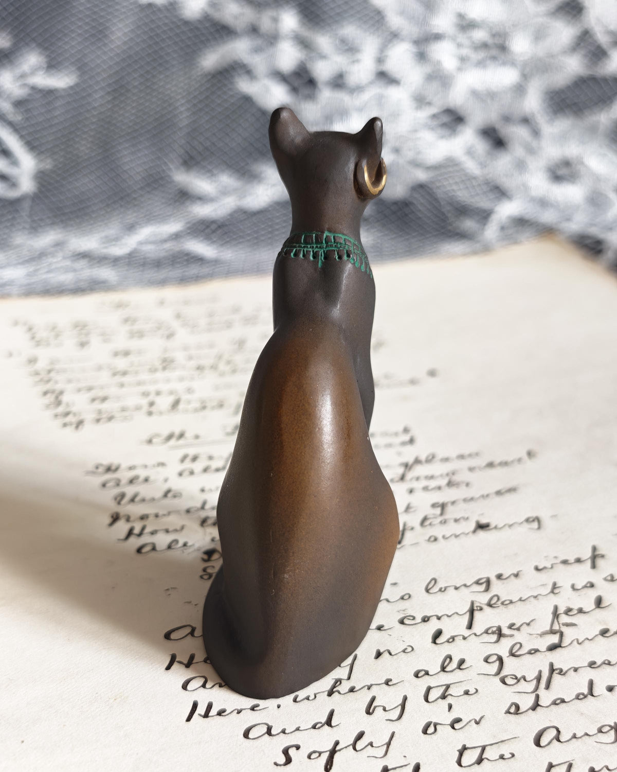 Franklin Mint Egyptian Bronze Cat 1988 | Curio Cabinet Cats Figurine