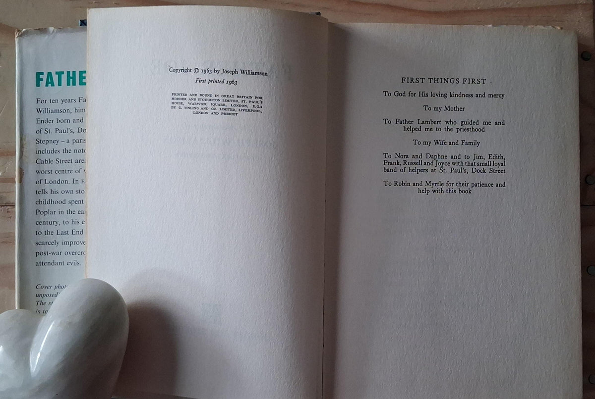 Father Joe Autobiography Joseph Williamson Poplar Stepney First Edition 1963