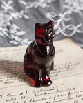 Rare Franklin Mint Ruby Glass Cat | Curio Cabinet Cats Figurine c1990