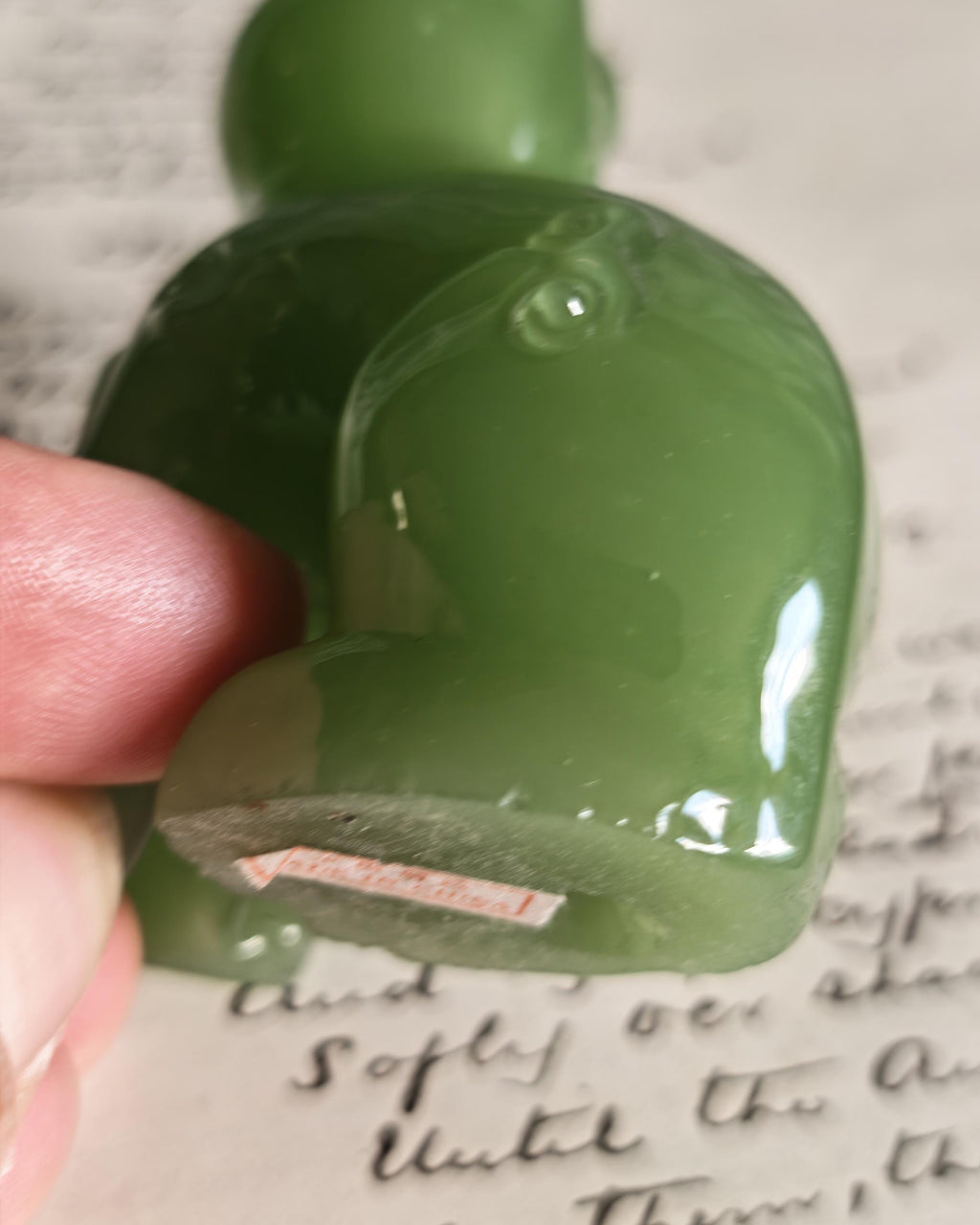Vintage Franklin Mint Ch’ing Dynasty Cat | Curio Cabinet Cats Green Glass