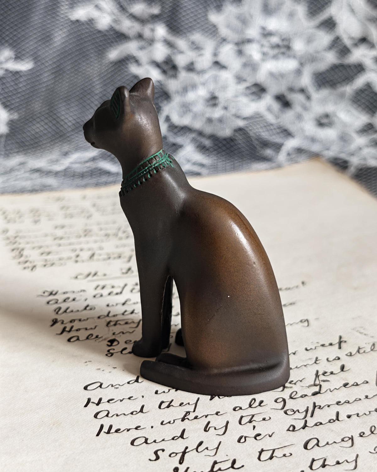 Franklin Mint Egyptian Bronze Cat 1988 | Curio Cabinet Cats Figurine