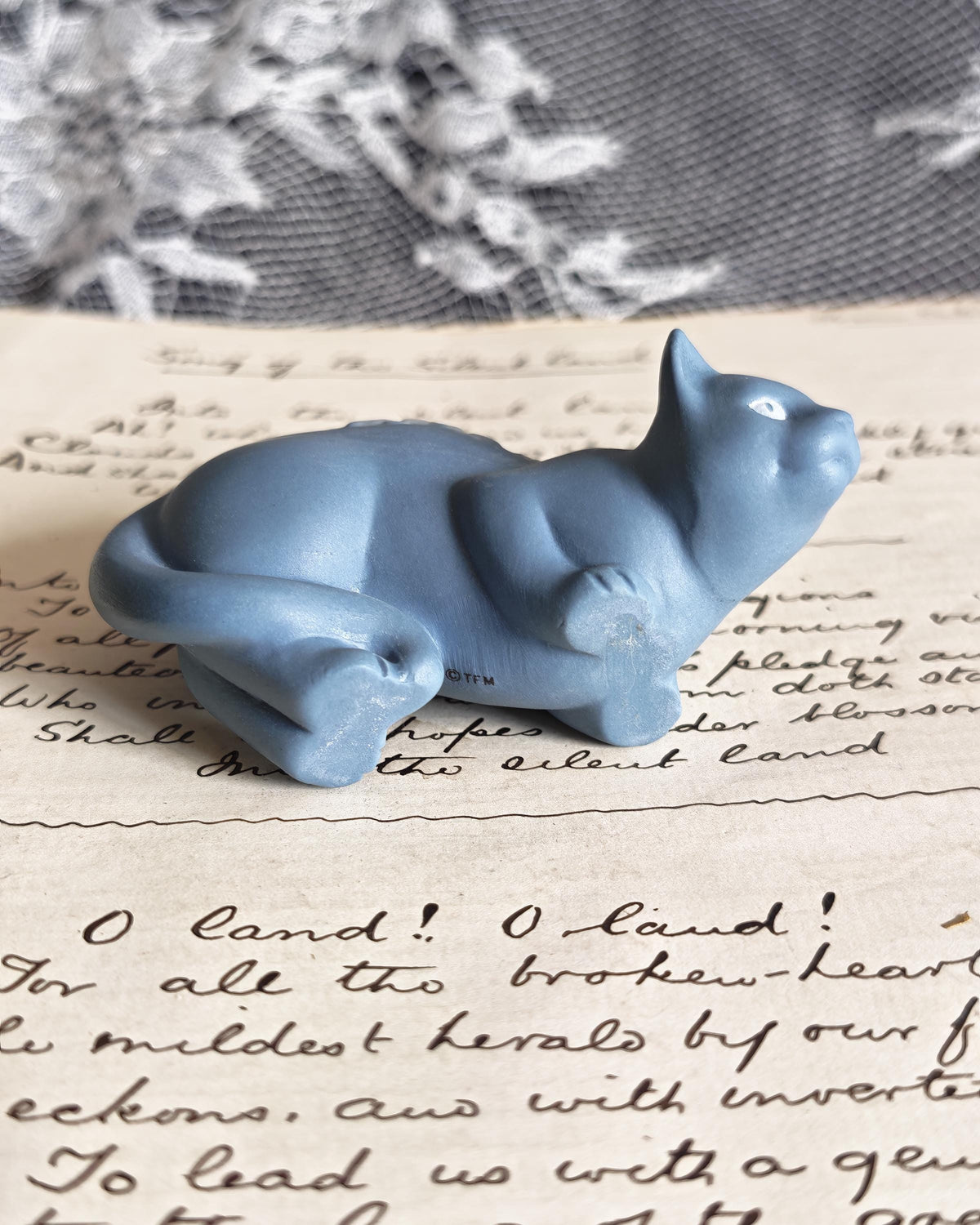 Rare Franklin Mint Parian Style Cat | Curio Cabinet Cats c1990