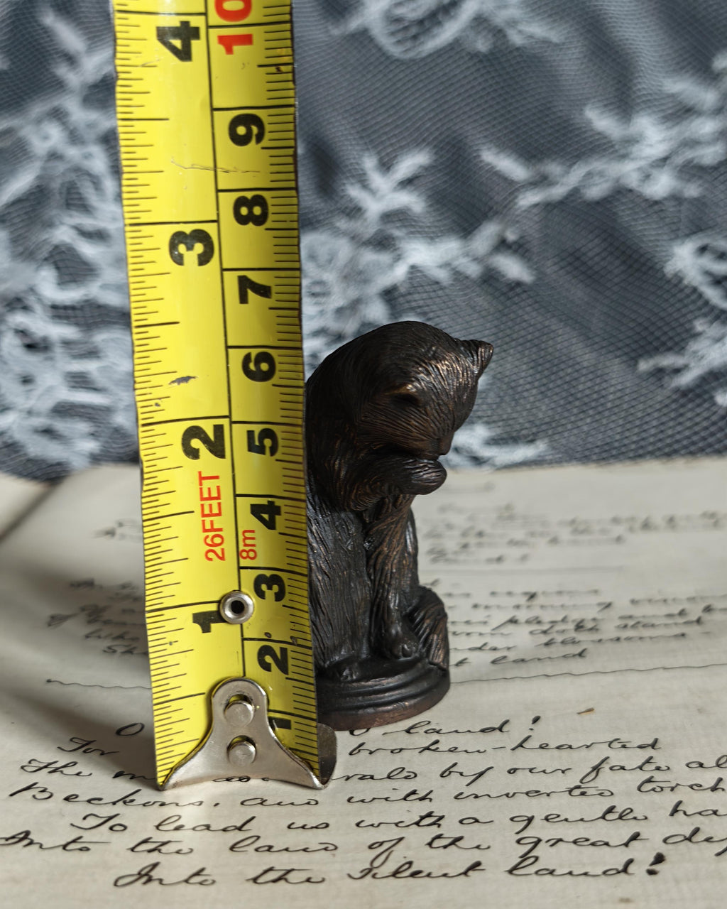 Vintage Franklin Mint Animalier Bronze Cat 1986 | Curio Cabinet Cats Figurine