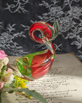 Vintage Murano Uranium Glass Swan | Red Green Sommerso Art Glass Bird | c1950s 1960s