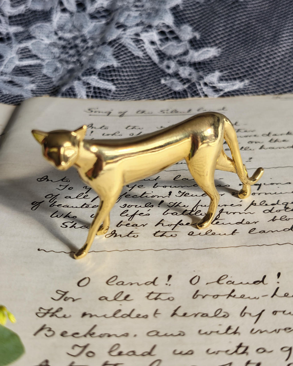 Vintage Franklin Mint Art Deco Cat 24K Gold Plated Curio Cabinet Cats 1988