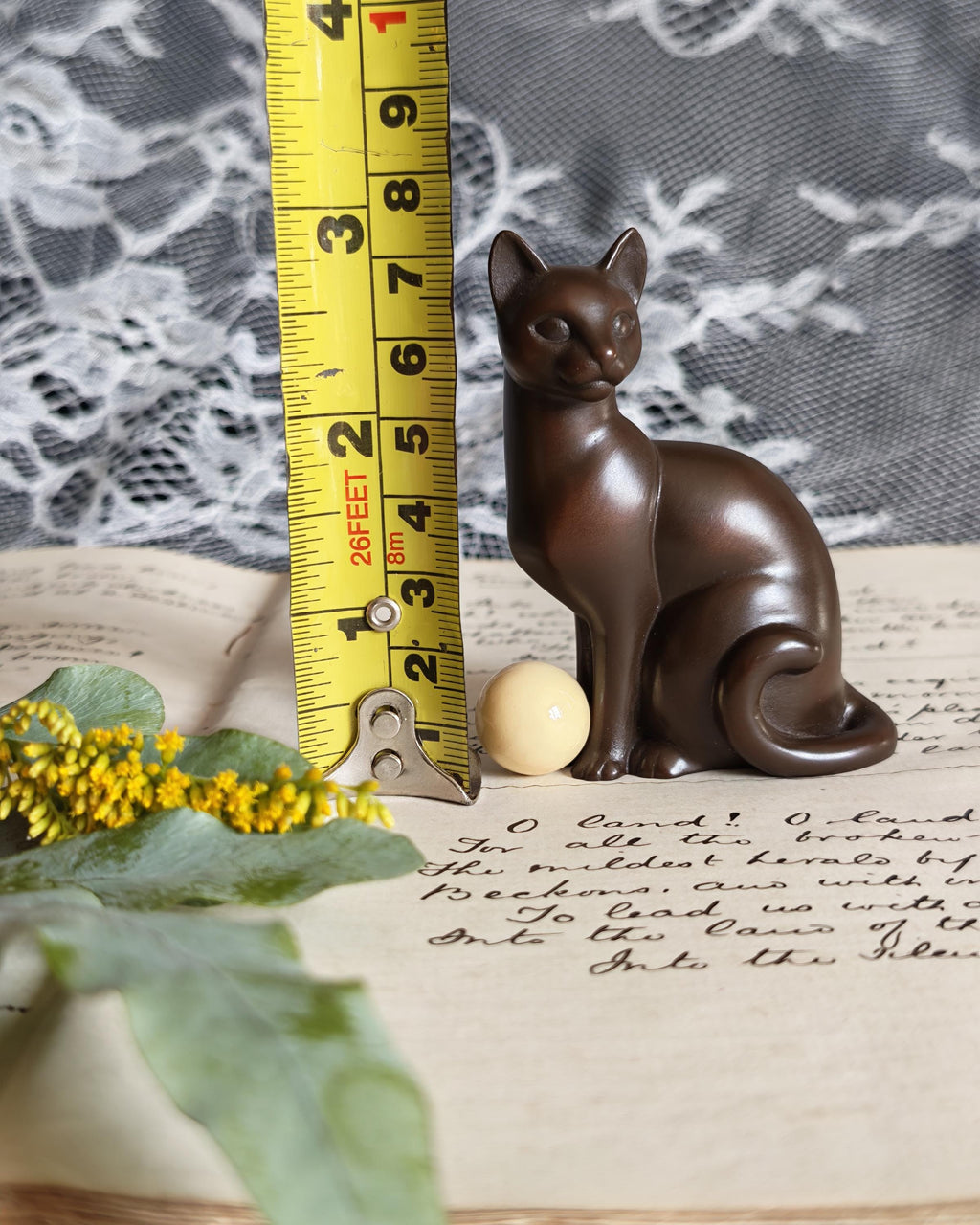 Franklin Mint Art Deco Bronze Cat Curio Cabinet Cats Vintage Figurine c1990